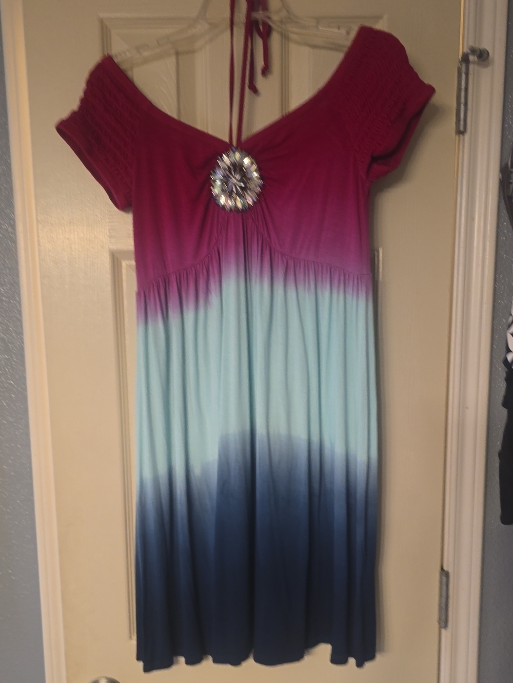 VENUS Ombre Pink to Light Blue to Navy Dress with Embellished Bust - NWOT